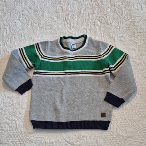 Janie and Jack boys 2T pullover sweater gray, green blue, yellow white stripe